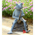 garden bronze frog statues with tobacco stems